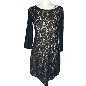 Vince Camuto Size 6 Black and Tan Dress